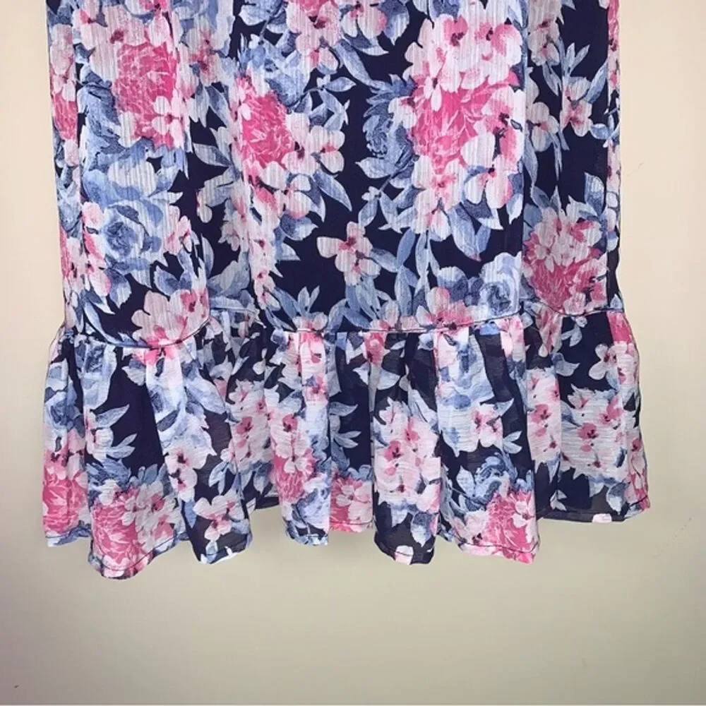 NWT Gymboree Floral Maxi Dress Girl’s 7 Flutter Blue White Pink Formal Party